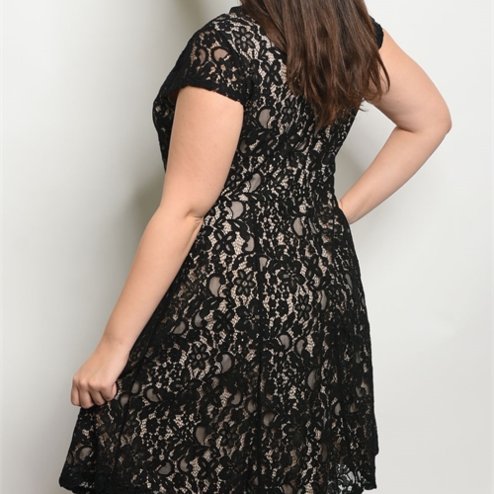1 LEFT! BLACK LACE PLUS SIZE NUDE UNDERLY DRESS - Picture 3 of 7